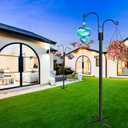 XDW-GIFTS Double Shepherds Hooks for Outdoor, 2-Pack Heavy Duty Garden Pole for Hanging Bird Feeder, Plant Baskets, Solar Light Lanterns, Garden Plant Hanger Stands with 5 Base Prongs (60 Inch)