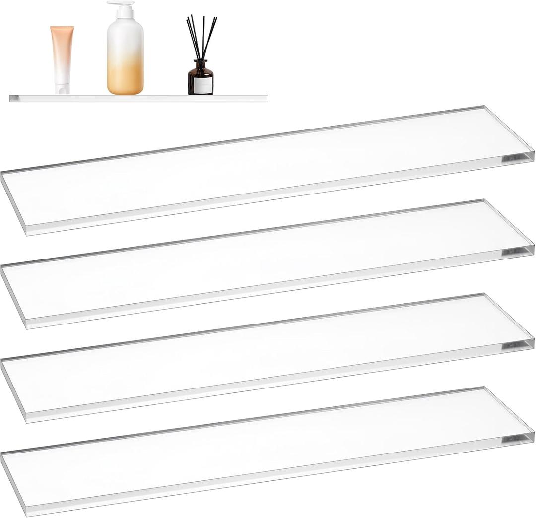 4 Pcs Medicine Cabinet Replacement Shelves 13 Inch Medicine Acrylic Shelves Wall-Mounted and Hanging Suitable for Bathroom Kitchen Living Room (Clear)