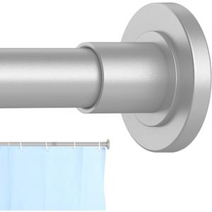 CorkLatta Silver Shower Curtain Rod 31 to 80 Inch,1 Inch Diameter Adjustable Spring Tension Stainless Steel Telescoping Rod,Easy Install,No Rust