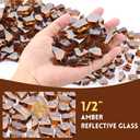 10 Pounds Fire Glass 1/2 Inch High Reflective Tempered Firepit Glass Rocks for Fireplace, Fire Pit Table, Fire Bowl and Landscaping (Amber)