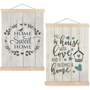 SPBL&L Sweet Home Wall Art, Rustic Retro House Poster Hanger Frame, Country Farm House Hanging Canvas Pictures Prints Wall Decor for Home Bedroom Living Room, 12x16 Inch Set of 2