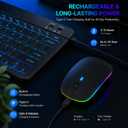 Rechargeable Bluetooth Keyboard Mouse Combo, 10 Inch Keyboard with Backlit, Silent Keys and Wireless Mouse for iPad, Tablet, Laptop and PC