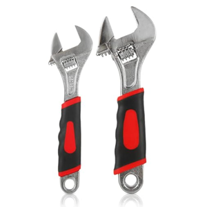 2 Pcs Adjustable Wrench Set, 12/10/8/6 Inch, Crescent Soft Grip Non-Slip Wrench with Laser Etched SAE Graduations for Home, Garage, Workshop and DIY