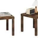 Furinno Classic Side Table Set of 2, Square End Table with 1.8 Thick Tabletop, Night Stand, Bedside Table, for Living Room, Bedroom, Amber Pine