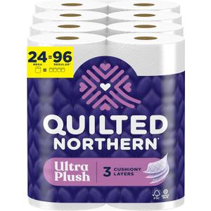 Quilted Northern Ultra Plush Toilet Paper, Regular Rolls, 3X Thicker*, 3 Ply Soft Toilet Tissue (106 ct)