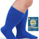 2 Pairs Wide Diabetic sock for Swollen Feet, Lymphedema, Wide Calf, Loose Fit, Non-Binding, Diabetic for Men Women-Blue
