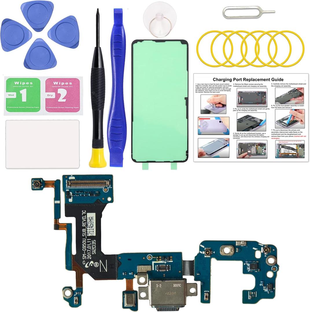 for Galaxy S8 USB Charging Board Port Replacement, Type C Dock Board Connector for Samsung S8 SM-G950U/U1/W/V with Tools & Instruction