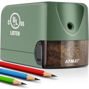 AFMAT Electric Pencil Sharpener Heavy Duty for Classroom, UL Listed Plug in Pencil Sharpener for 6.5-8mm No.2/Colored Pencils, w/Upgraded Helical Blade (10000 Sharpenings), Model: PS105, Green