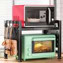 Kitstorack Adjustable Microwave Oven Rack,Microwave Stand Shelf Heavy Duty 2-Tier Shelf with Cutting Boards Stand for Kitchen Shelves Counter Top Organizer, Holds 120lbs,9 Hooks