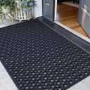 Color&Geometry Door Mat Outside Entrance with Drainage, Rubber Heavy Duty Dirt Trapper Waterproof Outdoor Welcome Mat, Outdoor Mats All Weather for Front Back Door Patio Entryway Entry, 32"X48" Blue