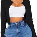 TZLDN Cropped Cardigan Sweaters for Women Trendy Long Sleeve Button Up Lightwieght Fitted Cardigans Y2k Cute Fall Outfits