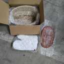 Bread Warmer Basket with Terracotta Stone – Includes Oven Mitts – Keeps Bread Warm – Rustic Gift for Holidays, Housewarming, Dinner Parties – Handwoven Natural Look – Kitchen Table Accessory