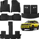 Floor Mats for Hyundai Sante Fe 7 Seater 2024 2025 (Not Hybrid) All Weather Sante Fe Floor Mats for Hyundai Sante Fe Accessories 2024 2025 TPE Cargo Mat with Backrest Mat Black