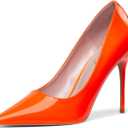 Elisabet Tang High Heels, Womens Pointed Toe Slip on Stilettos Party Wedding Pumps Basic Shoes (8, Fluorescent Orange)