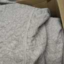 Masaca Oversized King Bedspread 128x120,Linen Colored Crinkled Oversized King Quilt 3Pcs Soft Lightweight Farmhouse Shabby Boho Stone-Washed Scallop Extra Large Quilt Coverlet Bedding Set