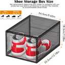 ARSTPEOE 6 Pack Upgrade Harder Shoe Organizer, Shoe Storage with Magnetic Front Door, Clear Shoe Boxes Foldable Space-Saving Shoe Rack for Sneaker Boot Container, Black