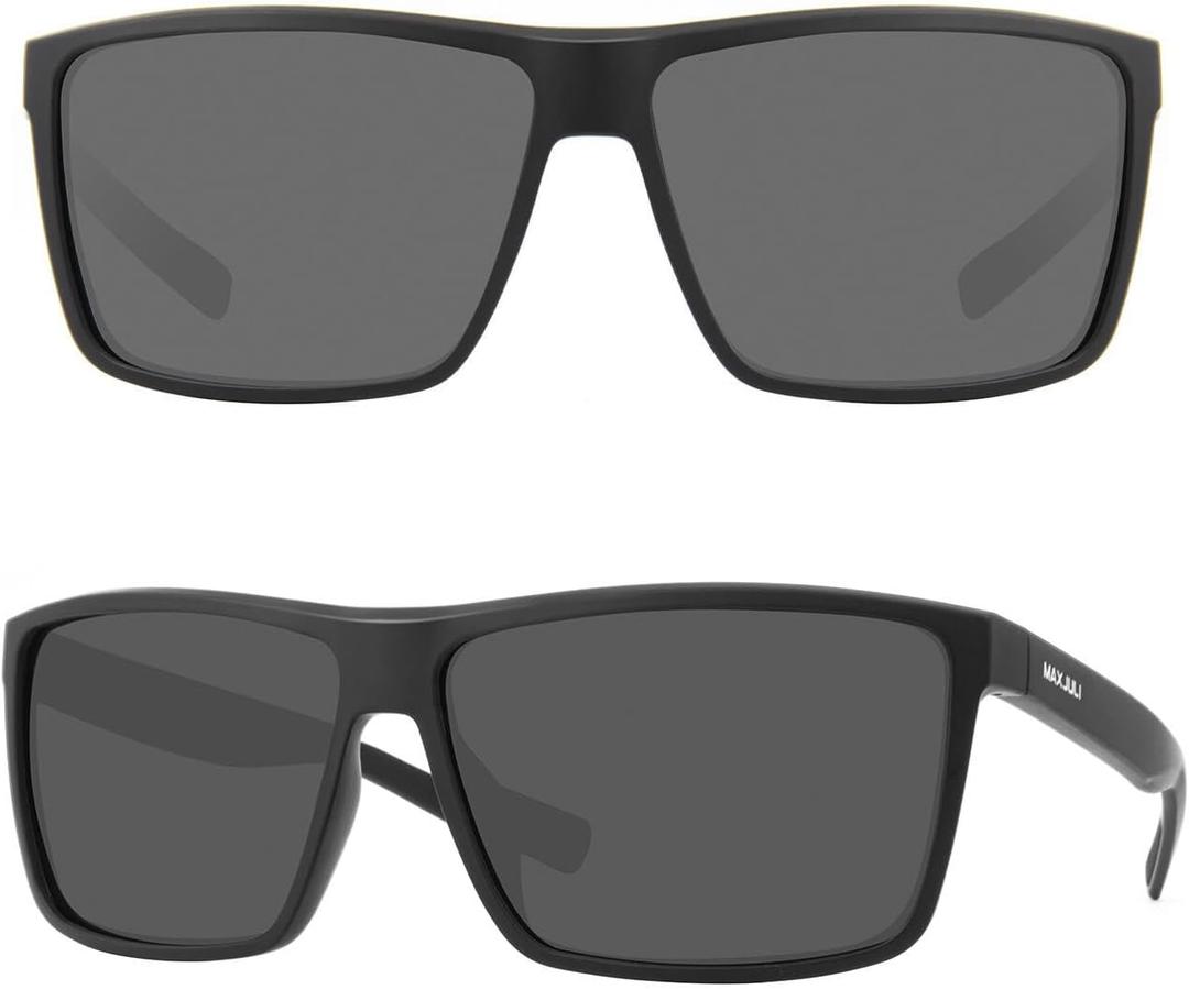 MAXJULI Polarized Big Sunglasses for Men Women with Big Heads UV 400 Protection 8125 (Black/Grey (1 Pair))