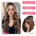 Vigorous Clip in Hair Extensions 20 Inch Brown mix Blonde Hair Extension 4PCS Long Wavy Soft Synthetic Hairpieces for Women