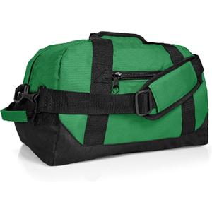DALIX 14" Small Duffle Bag Two Toned Gym Travel Bag (Dark Green)