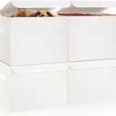 Bagnizer Large 22 Quart Linen Fabric Foldable Storage Bin Cube Organizer Basket with Flip-Top Lid & Handles, Clothes Blanket Box for Home, Office, Closet, White, 4 Pack 14.6 x 9.5 x 9.5”