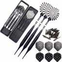 Soft Tip Darts Set for Electronic Dart Board 18/22g Plastic Tip Darts Set with Brass Barrels & Aluminum Shafts, 6 Flights 3 Spare Plastic Dart Shaft 20 Soft Tips Portable Case (22g-Silver & Black)