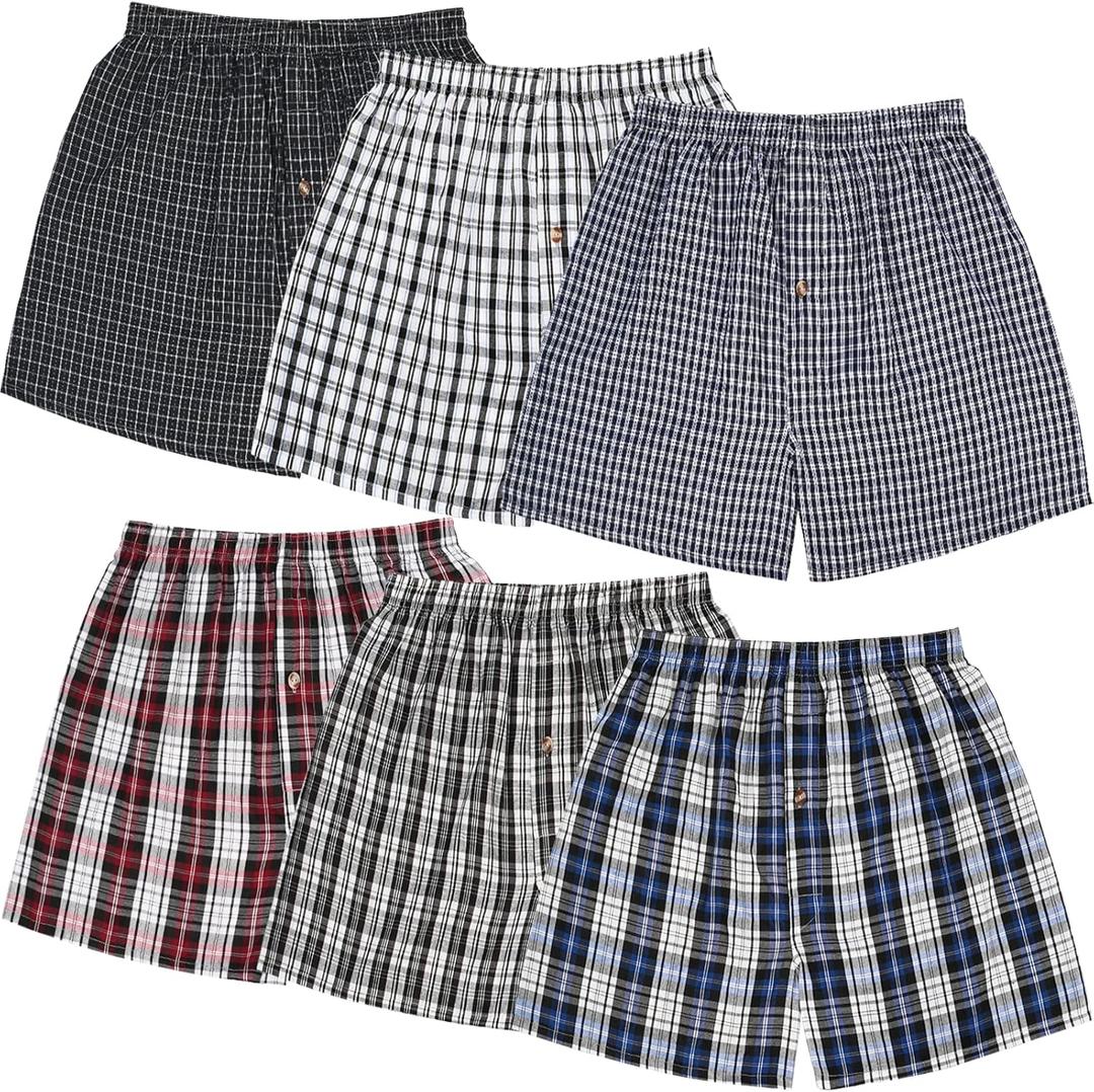 JupiterSecret Men's Woven Boxers Underwear Pack Cotton Boxer Shorts Assorted Colors (Medium)