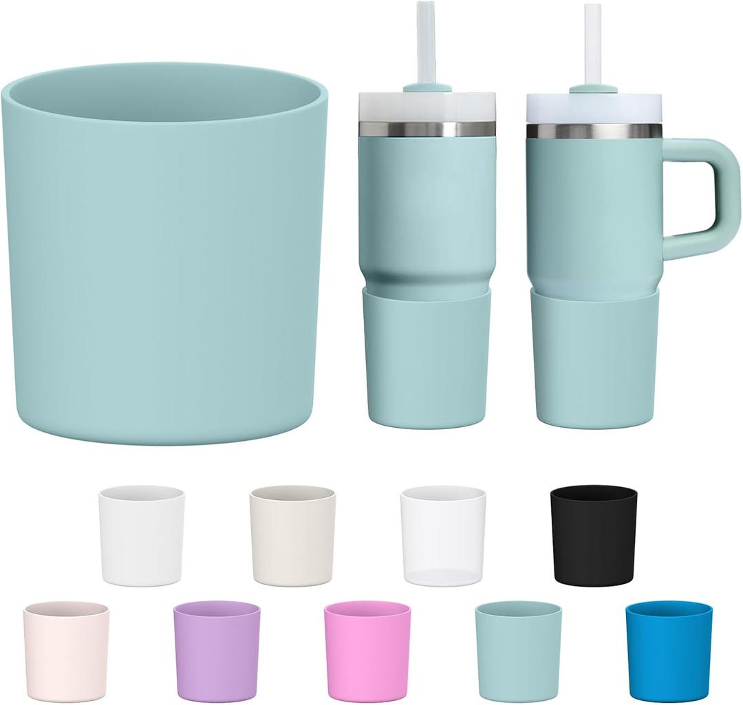 WUQID Higher Silicone Boot Compatible with Stanley Quencher H2.0 & IceFlow Flip & ProTour 40oz 30oz 20oz 14oz, Fit Same Diameter 14oz 20oz 30oz 40oz Tumbler Cups Anti-Slip Bottle Bottom Sleeve Cover