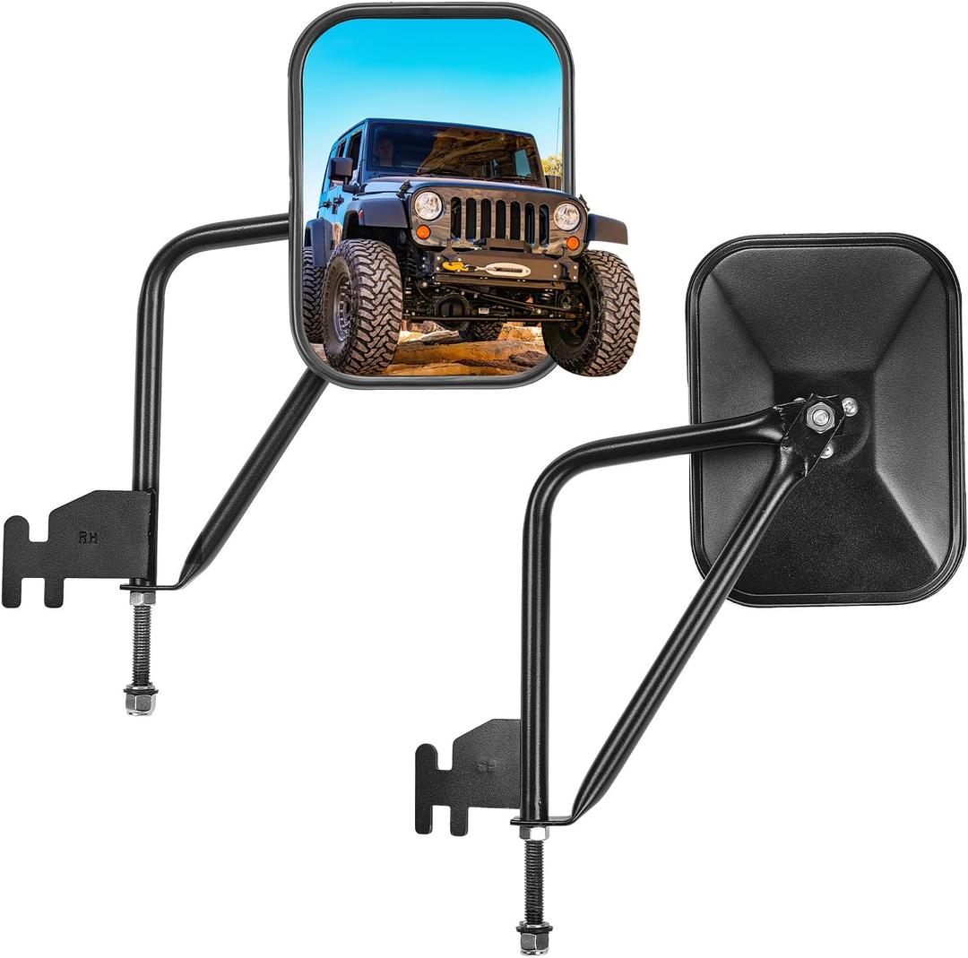JOYTUTUS Upgraded Mirrors Doors Off for Wrangler JK JKU JL JLU & Gladiator JT 2007-2025, No Vibrate & Wobble Wide Side Mirrors, Easy-Install Doorless Quick Release Mirror for Safe Doors Off Driving