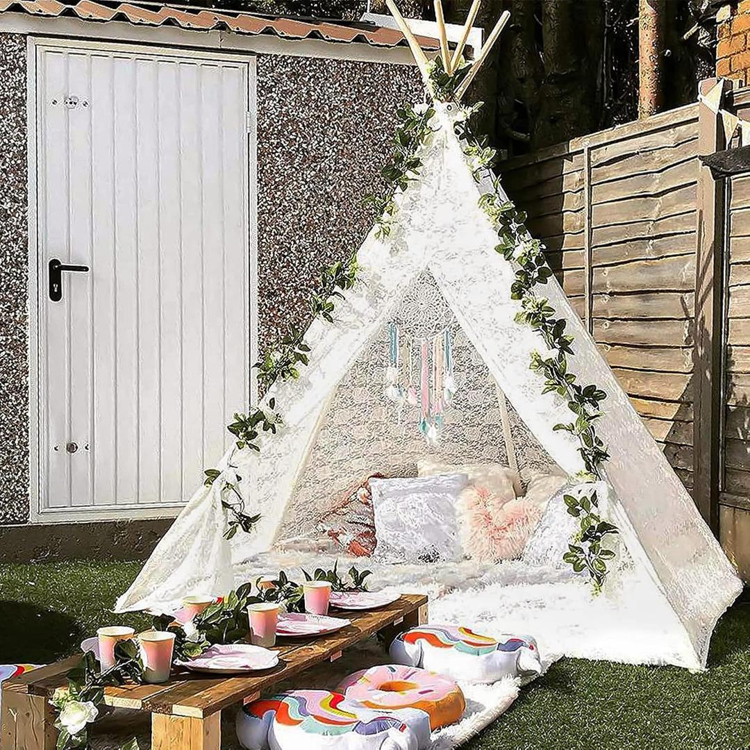 Huge Teepee Tent for Adult Super Large 85 inch Height Luxury Lace - Kids Adult Teepee Beach Tent for Party Outdoor Wedding Teepee Tent, Picnic Tent by Avrsol