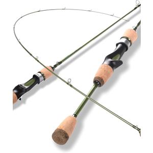LITTMA Wild Streams Ultralight Spinning & Casting Trout Rod, 2-Piece Fishing Rod for Crappie, Panfish & Micro Fishing, Green Carbon Fiber Blank with Cork Handle, 5’6”/6’/6’6”/7’
