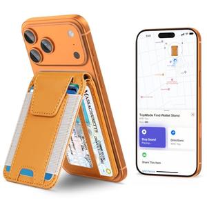 TopMade for Magsafe Wallet, Works with Apple Find My, Strongest Magnetic Wallet for iPhone 16/15/14/13/12 Series, Mganetic Card Holder with Adjustable Stand, 9 Cards Holder, Orange