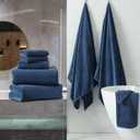 Smuge 18-Piece Bath Towel Set, Include 6 Bath Towel Sheets, 6 Hand Towels and 6 Washcloths - Highly Absorbent Quick Dry 100% Microfiber,Ultra Soft Bathroom Towel Set (Navy Blue)