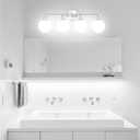 Modern 4-Lights Brushed Nickel Vanity Lights Over Mirror, Bathroom Lighting Fixtures with Milk White Globe Glass Shade, Industrial Bathroom Wall Sconce for Dressing Table Bedroom Living Room