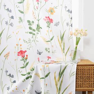 youleyar Floral Curtains 63 Inches Long for Living Room 2 Panels Printed Pattern Curtain Rod Pocket Spring Summer Watercolor Flowers/Leaves Window Drapes for Girls Bedroom, 52" W x 63" L