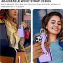 Folosu for iPhone 14 Pro Max Wallet Case with Card Holder, Hand Wrist Strap Loop Holder Kickstand, RFID Blocking Finger Grip Ring PU Leather Double Buttons Shockproof Cover 6.7" Purple