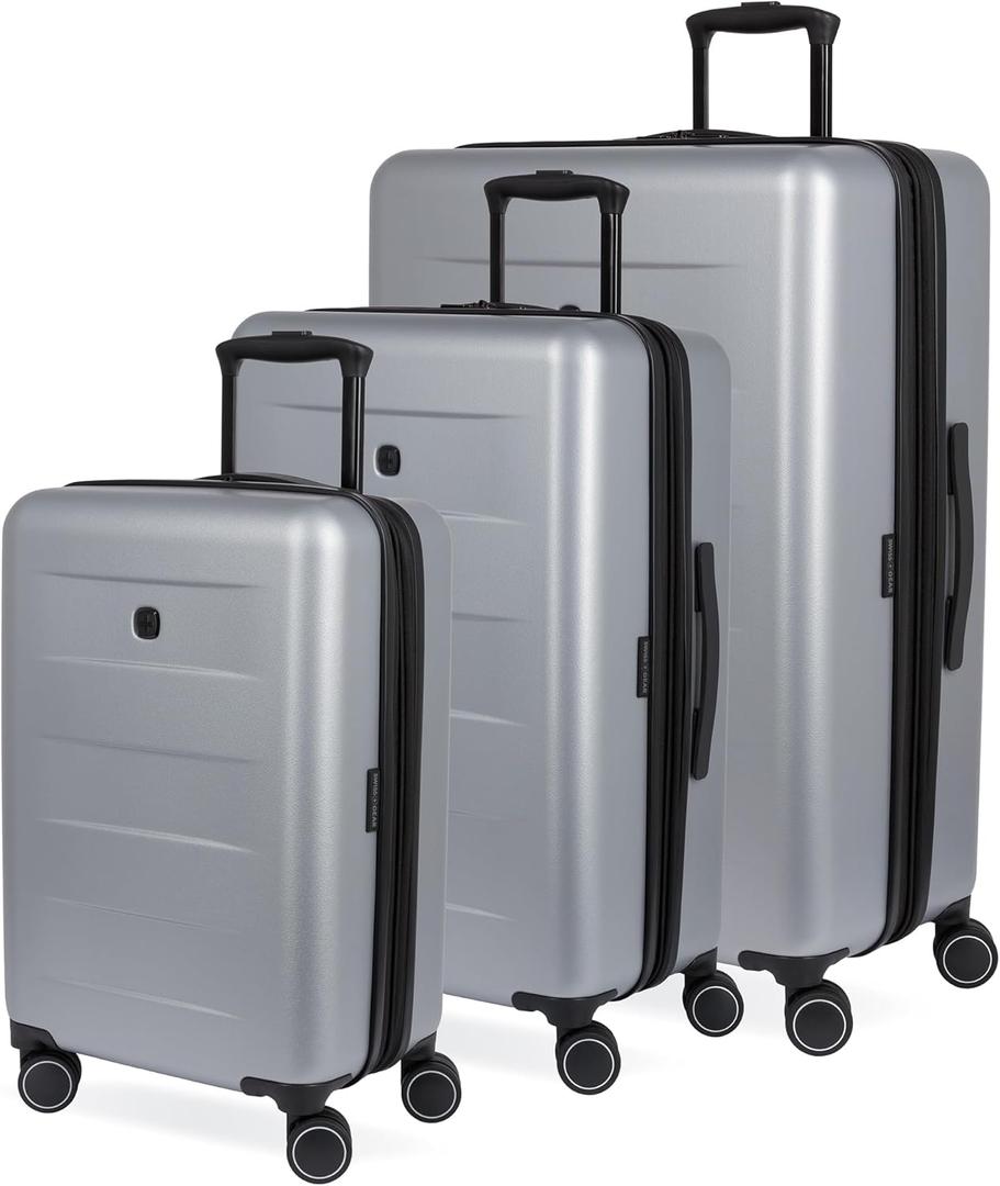 SwissGear 8020 Eclipse Hardside Expandable Luggage with Spinner Wheels, Ultimate Grey, 3-Piece Set (18/24/27)
