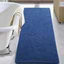 LOCHAS Luxury Bathroom Rug Shaggy Bath Mat 24 x 48 Inch, Washable Non Slip Bath Rugs for Bathroom Shower, Soft Plush Chenille Absorbent Carpets Mats, Blue