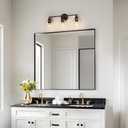 KSANA Modern Bathroom Vanity Lights, 3-Light Vanity Light Over Mirror Farmhouse 22" Black Bathroom Light Fixtures with Clear Glass Shade for Bedroom, Hallway, and Entryway