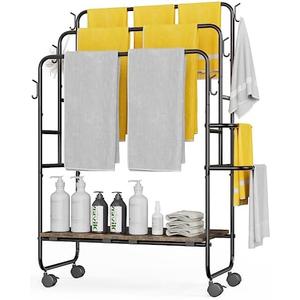 JANE EYRE Freestanding Towel Rack - 40'Standing Pool Towel Rack Outdoor, Towel Drying Rack for Bathroom 3-Tier Towel Rack Stand (Towel-W)