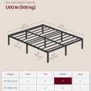 VASAGLE Queen Metal Bed Frame 14 Inches Tall, 1100 lb Weight Capacity, No Box Spring Needed, with Under-Bed Storage, Easy Setup, Heavy-Duty Platform Bed, Mattress Retainers, Matte Black URMB651BD02S