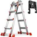 Soctone Ladder, A Frame 4 Step Extension Ladder, 14.5 Ft with Multi Position & Removable Tool Tray with Stabilizer Bar, 330 lbs Weight Rating Telescoping Ladder for Household or Outdoor Work