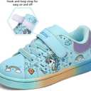 GEERX Toddler Girl Shoe Lightweight Casual Adjustable Strap Cute Unicorn Sneaker Comfortable for Walking Running (Infant/Toddler/Little Kid) (Blue)