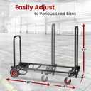 Pyle Compact Folding Adjustable Equipment Dolly - Heavy Duty 8-in-1 Convertible Cart Hand Truck/Dolly/Platform Cart with R-Trac Wheels - Expandable Up to 25.24" to 40.24" - 200 LBS MAX Load Capacity