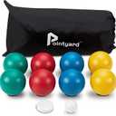 Pointyard 84mm Bocce Ball Set, Outdoor Games for Adults and Family, Backyard Ball Set with 8 PE Bocce Balls & 1 Pallino & Carry Bag & Measuring Tape for Teens Beginners