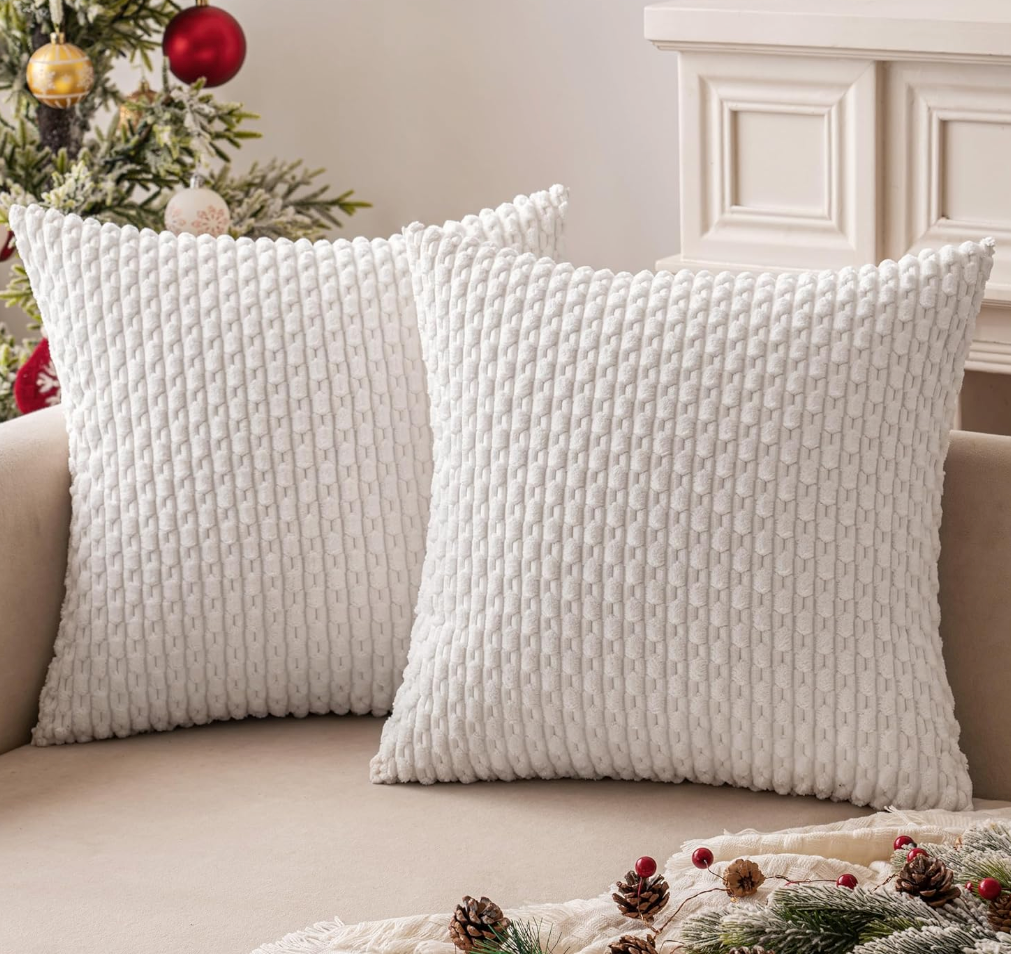 MIULEE Pack of 1 Decorative Throw Pillow Cover 26x26 Inch Soft Boho Striped Textured Corduroy Pillow Covers Spring Modern Farmhouse Home Decor for Couch Bed Sofa Living Room Sage 