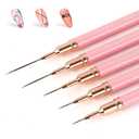 Artdone Metallic Nail Art Pens, Liner Brushes Set, 5PCS Pink Color Nail Tools For Long Lines, Thin Details, Fine Drawing, Liner Brush UV Gel Polish Painting Nail Design Sizes 5/8/12/20/25mm,  Pink