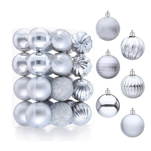 JOIEDOMI 24 Pcs Baby Blue Christmas Tree Ornaments Set, 2.36" Shatterproof Christmas Balls, Xmas Hanging Ornaments Decorations for Tree Wreath Garland Holiday Wedding Indoor Party Decor