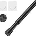 AIZESI 5/8 Inch Spring Tension Curtain Rods - 1-Pack with 2PCS Curtain Rod Holder, 26 to 39 Inch, Black