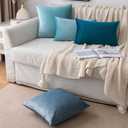 EMEMA Pack of 2 Velvet Pillow Covers Decorative Square Pillowcase Soft Solid Cushion Case for Sofa Bedroom Car 16x16 Inch Light Blue