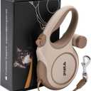 PINA Upgraded Retractable Dog Leash, 26 ft Dog Leash for Small Medium Large Dogs Up to 110lbs, Heavy Duty Reflective Nylon Tape 360 Tangle-Free, with Anti-Slip Handle, One-Handed Brake, Pause, Lock (Khaki)